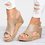 Plus Size Peep Toe PU Wedges Blocking Hook-Loop Wedge Sandals